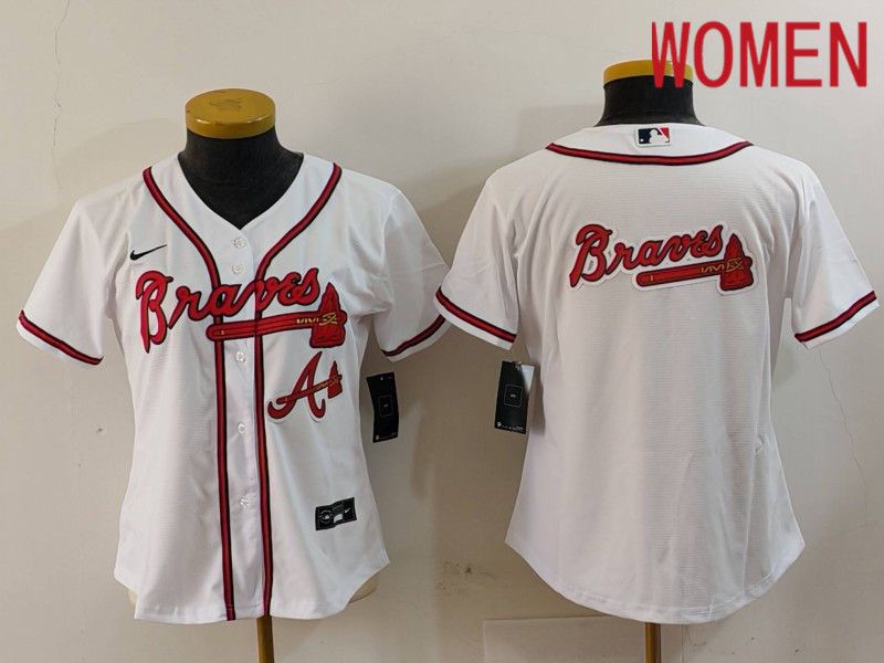 Women Atlanta Braves Blank White Game 2024 Nike MLB Jersey style 2